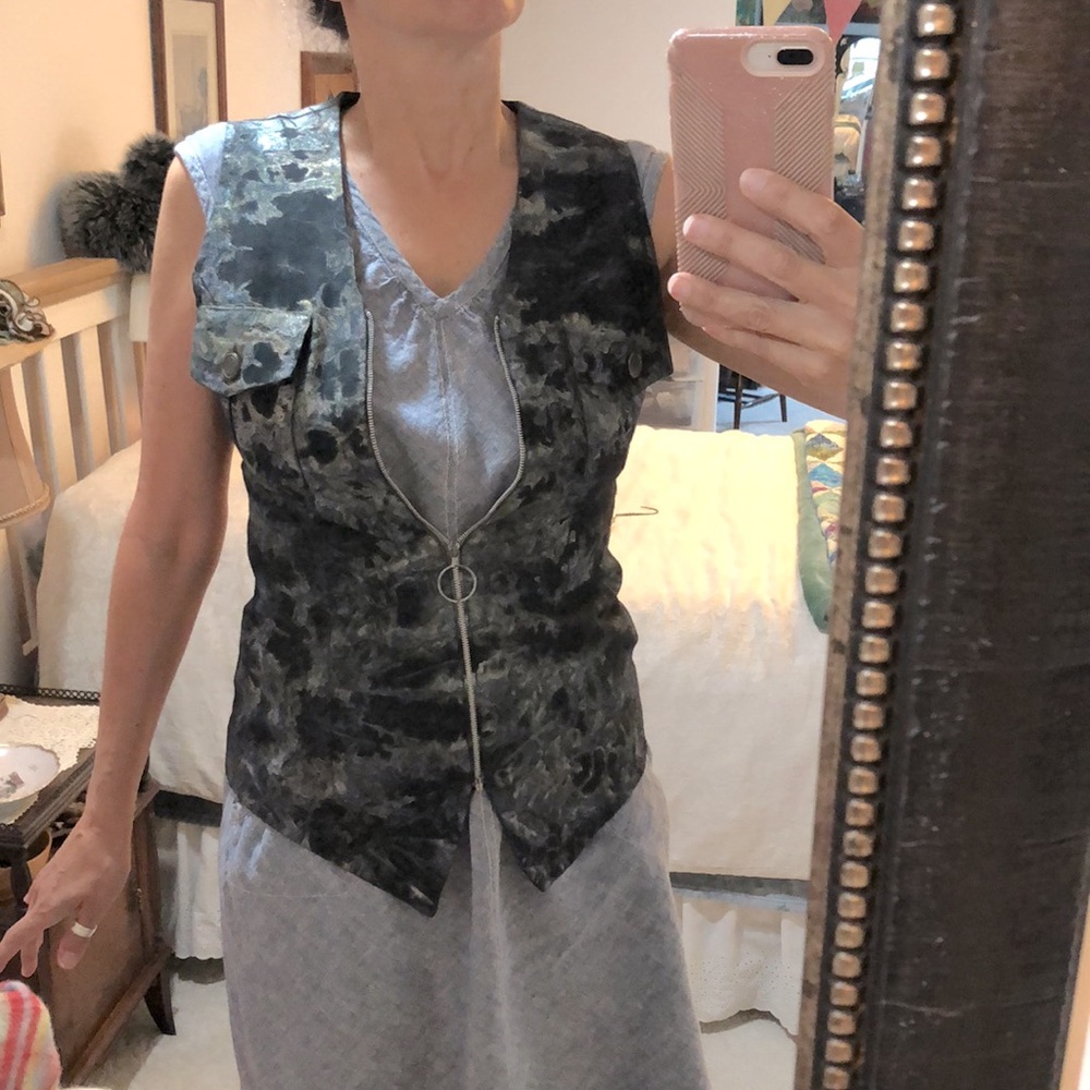 6 Tie Dye Hand Painted Vest Long Zipper Pockets